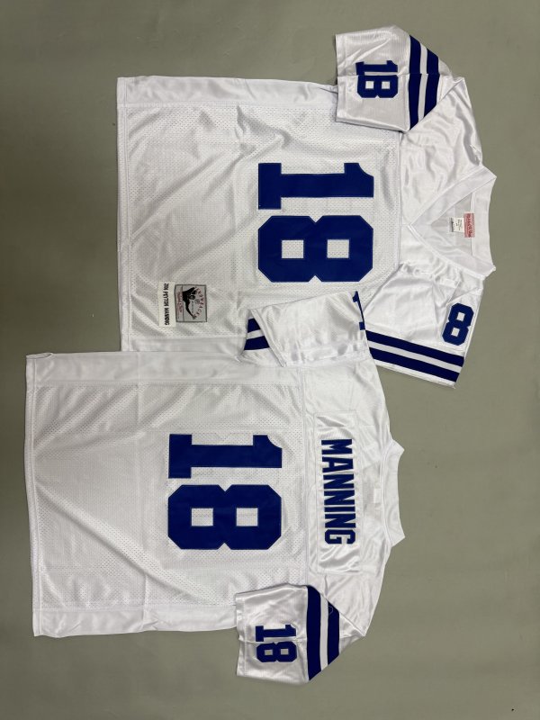 Men's Indianapolis Colts #18 Peyton Manning White Mitchell & Ness Jersey