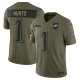Men's #1 Jalen Hurts Philadelphia Eagles Nike 2025 Salute to Service Limited Olive Jersey