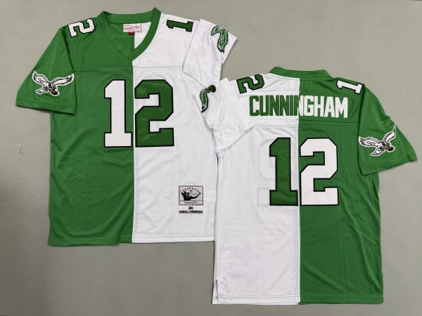 Men's Philadelphia Eagles #12 Randall Cunningham White and Green Jersey