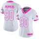 Nike Carolina Panthers #90 Julius Peppers White/Pink Women's Stitched NFL Limited Rush Fashion Jersey