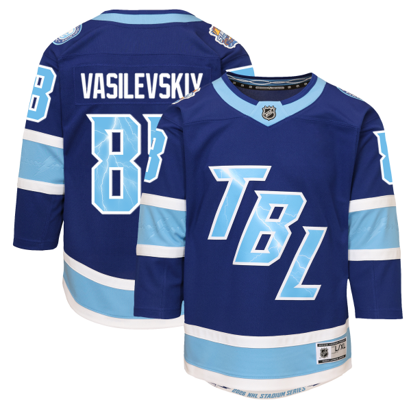 Youth Tampa Bay Lightning #88 Andrei Vasilevskiy Outerstuff Blue 2026 NHL Stadium Series Premier Jersey