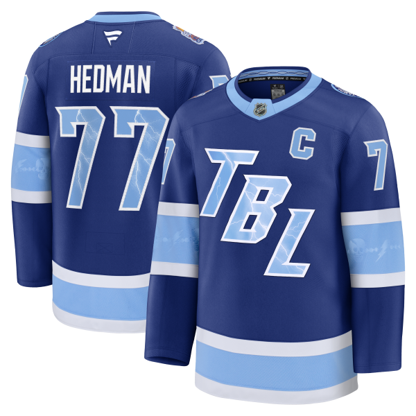 Men's Tampa Bay Lightning #77 Victor Hedman Blue 2026 NHL Stadium Series Premium Jersey