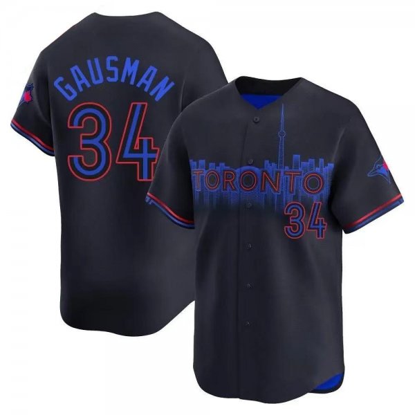 Men's #34 Kevin Gausman Toronto Blue Jays Nike 2024 City Connect Navy Jersey