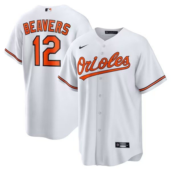 Men's Baltimore Orioles #12 Dylan Beavers Nike White Home Replica Jersey