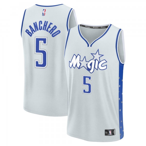 Youth Orlando Magic #5 Paolo Banchero Fanatics Silver 2025/26 City Edition Fast Break Jersey