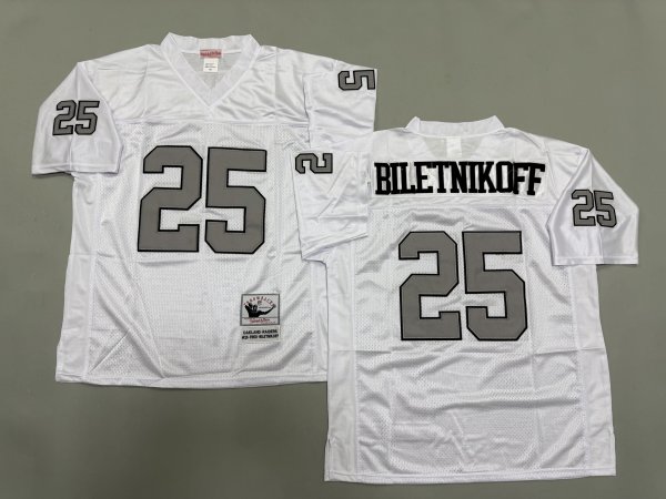 Men's Las Vegas Raiders #25 Fred Biletnikoff White Mitchell & Ness Jersey
