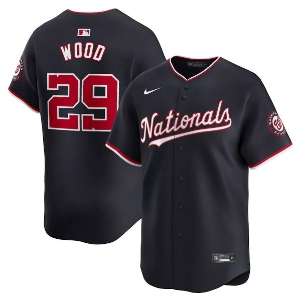 Men's Washington Nationals James Wood #29 Nike Navy MLB Jersey