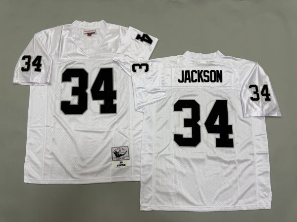Men's Las Vegas Raiders #34 Bo Jackson White Mitchell & Ness Jersey