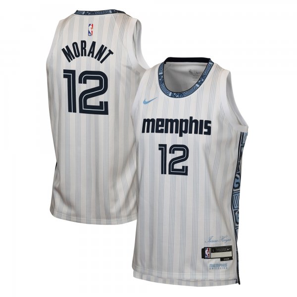 Youth Memphis Grizzlies #12 Ja Morant Nike White 2025/26 City Edition Swingman Jersey
