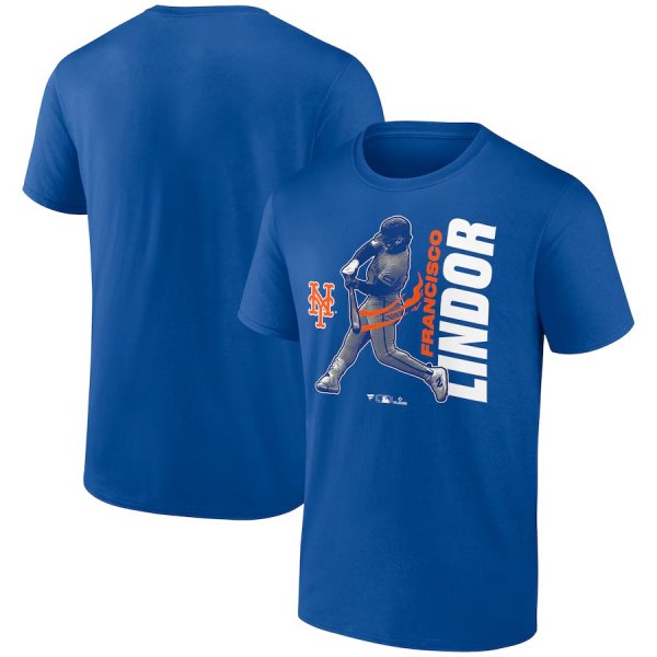 Men's New York Mets Francisco Lindor Royal Player Graphic T-Shirt