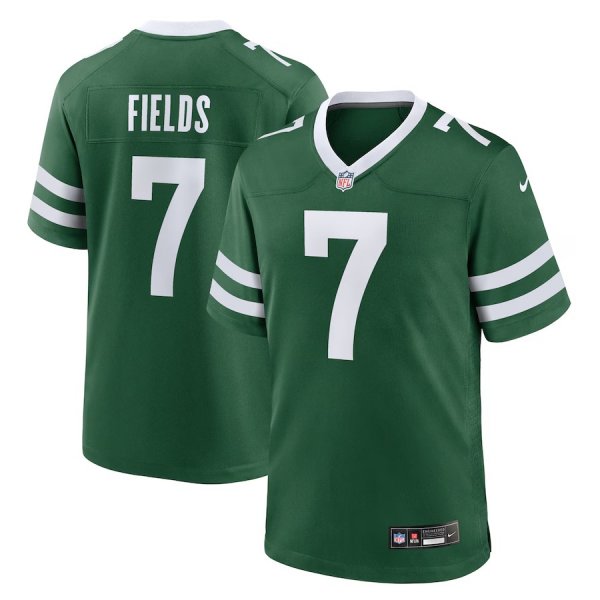Men's Nike #7 Justin Fields Legacy Green New York Jets Game Player Jersey