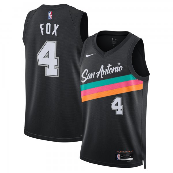 Men's Unisex San Antonio Spurs #4 De'Aaron Fox Nike Black 2025/26 Swingman City Edition Jersey
