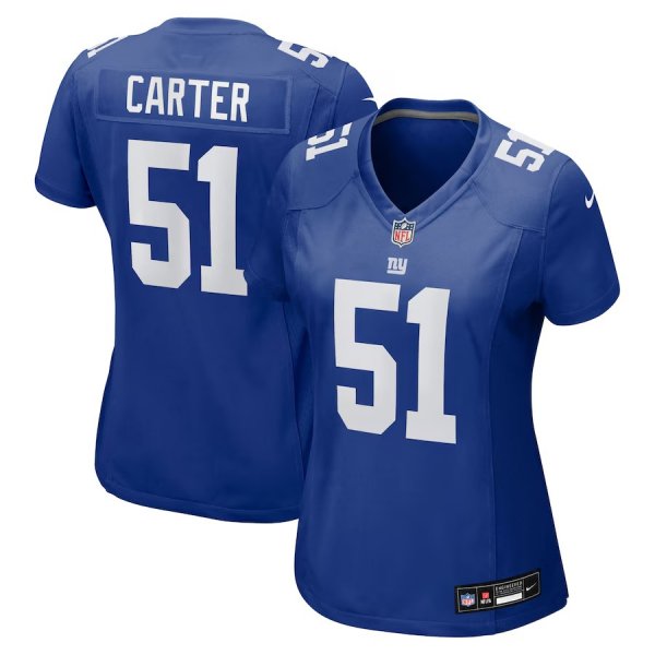 Women New York Giants #51 Abdul Carter Nike 2025 NFL Draft First Round Pick Game Royal Jersey