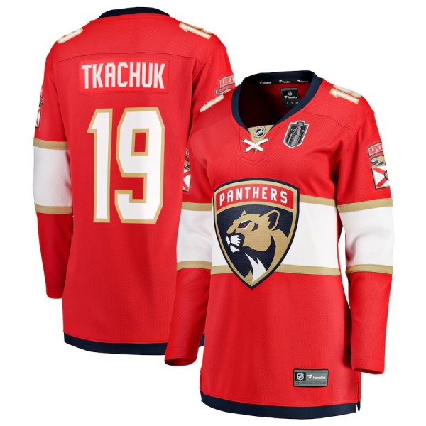 Women's #19 Matthew Tkachuk Florida Panthers Fanatics 2025 Stanley Cup Final Home Breakaway Player Red Jersey