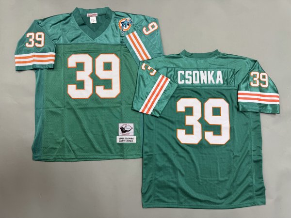 Men's #39 Larry Csonka Aqua Miami Dolphins Jersey