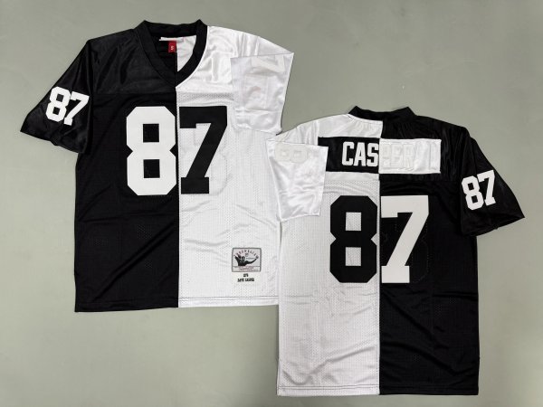 Men's Las Vegas Raiders #87 Dave Casper Split Black & White Mitchell & Ness Jersey