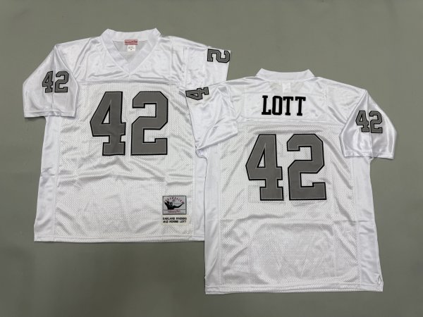 Men's Las Vegas Raiders #42 Ronnie Lott White Mitchell & Ness Jersey