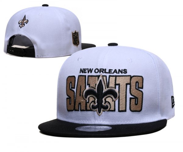 New Orleans Saints White and Black Cap