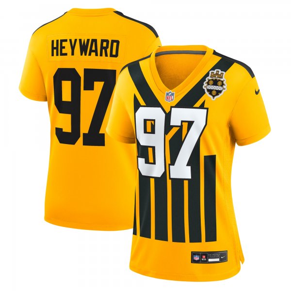 Women's Pittsburgh Steelers #97 Cameron Heyward Nike Gold Alternate 1933 Throwback Game Jersey