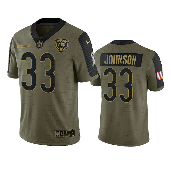 Chicago Bears Jaylon Johnson Olive 2021 Salute To Service Men's Limited NFL Jersey