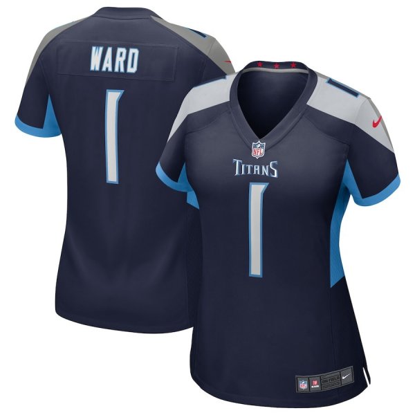 Women's #1 Cameron Ward Tennessee Titans Nike 2025 NFL Draft First Round Pick Alternate Game Navy Jersey