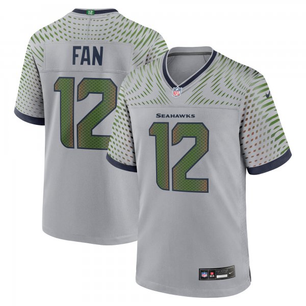 Men's #12 Fan Gray Seattle Seahawks Nike 2025 Rivalries Collection Game Wolf Gray Jersey