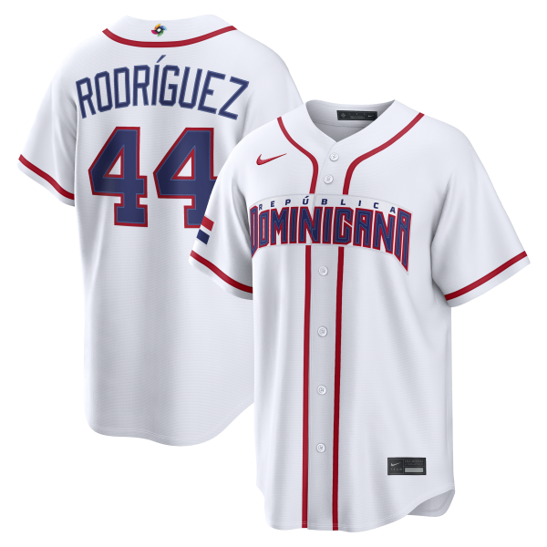 Men's Dominican Republic Baseball Julio Rodriguez Nike White 2026 World Baseball Classic Home Stadium Jersey