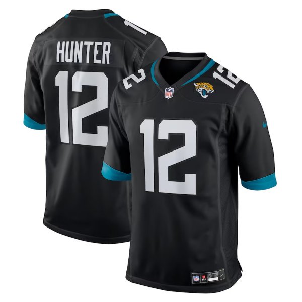 Men's #12 Travis Hunter Jacksonville Jaguars Nike 2025 NFL Draft First Round Pick Alternate Game Player Black Jersey