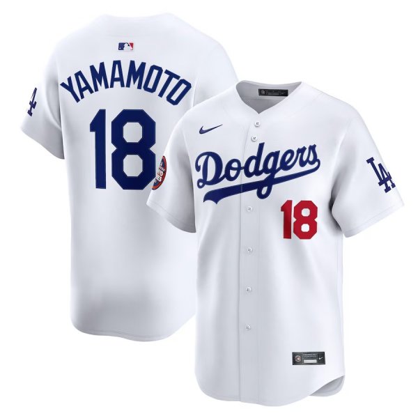 Men's #18 Yoshinobu Yamamoto Los Angeles Dodgers Nike 2025 MLB World Tour: Tokyo Series Home Limited Player White Jersey