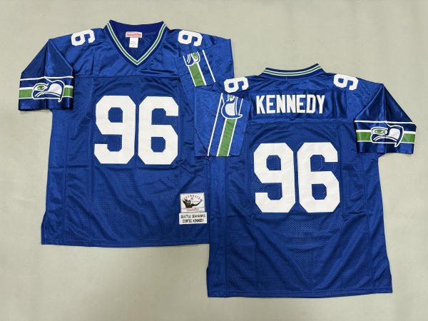 Men's #96 Cortez Kennedy Seattle Seahawks Blue Jersey