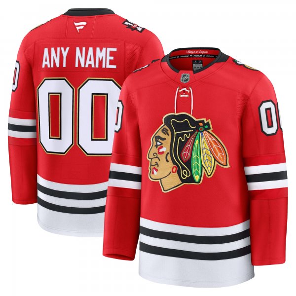 Men's Chicago Blackhawks Red Centennial Premium Custom Jersey