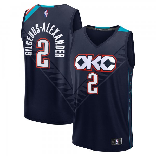 Youth Oklahoma City Thunder #2 Shai Gilgeous-Alexander Fanatics Navy 2025/26 City Edition Fast Break Jersey