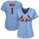 St. Louis Cardinals #1 Ozzie Smith Light Blue Alternate Women's Stitched MLB Jersey
