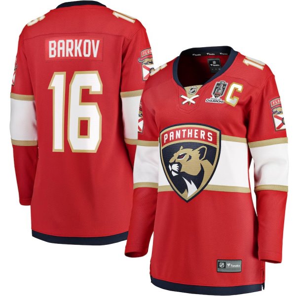Women's #16 Aleksander Barkov Florida Panthers 2025 Stanley Cup Champions Breakaway Red Jersey