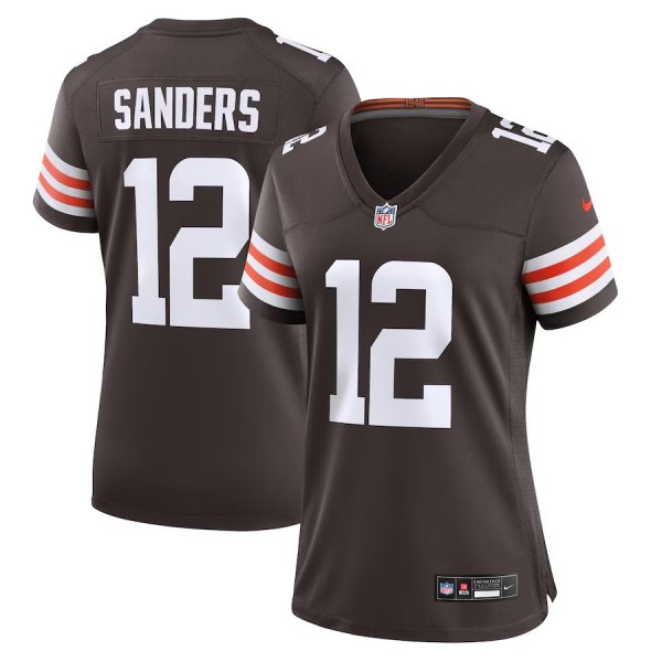 Women's #12 Shedeur Sanders Cleveland Browns Nike 2025 NFL Draft Game Brown Jersey