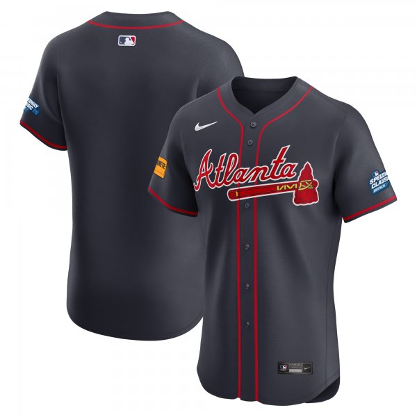Men's Atlanta Braves Nike Navy 2025 MLB Speedway Classic Alternate Elite Jersey