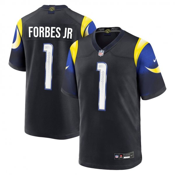 Men's #1 Emmanuel Forbes Jr Los Angeles Rams Nike 2025 Rivalries Collection Game Midnight Blue Jersey