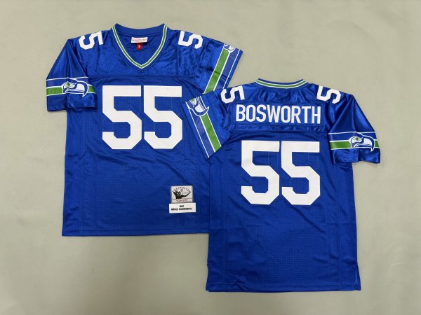 Men's #55 Brian Bosworth Seattle Seahawks Blue Jersey