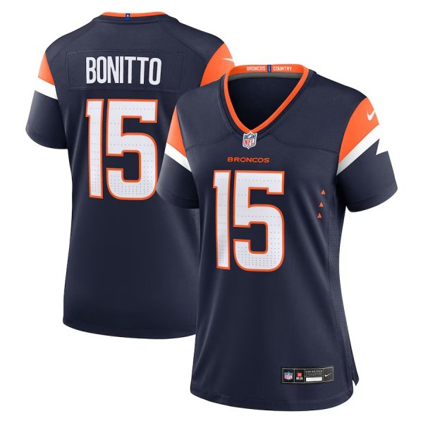 Women's Nike #15 Nik Bonitto Navy Denver Broncos Alternate Game Jersey