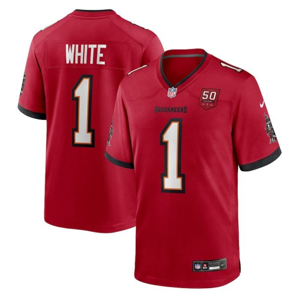 Men's Tampa Bay Buccaneers #1 Rachaad White Nike Red 50th Anniversary Game Jersey