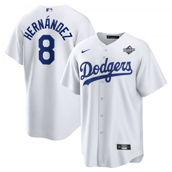 Men's Los Angeles Dodgers #8 Enrique Hernandez Nike White 2025 World Series Home Player Jersey