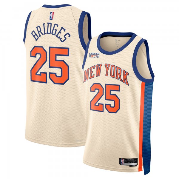 Men's Unisex New York Knicks #25 Mikal Bridges Nike Cream 2025/26 Swingman City Edition Jersey