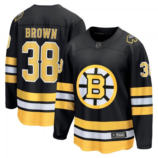 Men's Boston Bruins #38 Patrick Brown Black Home Breakaway Player Jersey