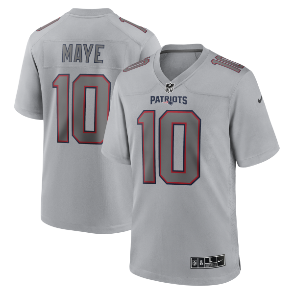 Men's New England Patriots #10 Drake Maye Nike Gray Atmosphere Fashion Game Jersey