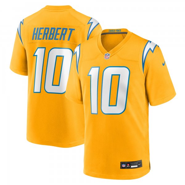 Youth Los Angeles Chargers #10 Justin Herbert Nike Gold Alternate Charger Power Game Player Jersey