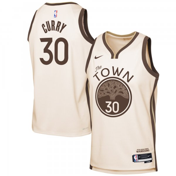 Youth Golden State Warriors #30 Stephen Curry Nike Tan 2025/26 City Edition Swingman Jersey